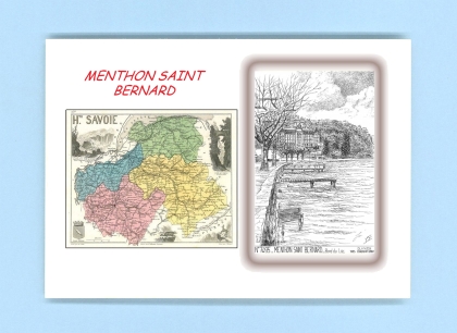 Cartes Postales impression Noir avec dpartement sur la ville de MENTHON ST BERNARD Titre : bord du lac