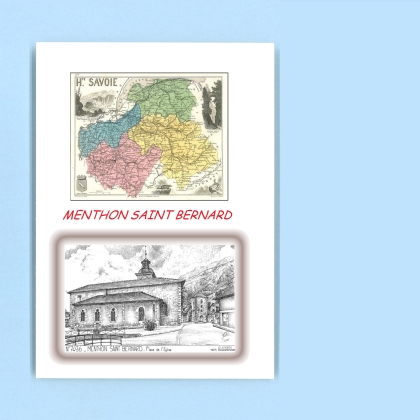 Cartes Postales impression Noir avec dpartement sur la ville de MENTHON ST BERNARD Titre : place de l eglise