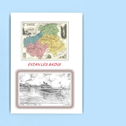 Cartes Postales impression Noir avec dpartement sur la ville de EVIAN LES BAINS Titre : port