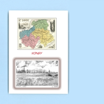 Cartes Postales impression Noir avec dpartement sur la ville de VONGY Titre : vue