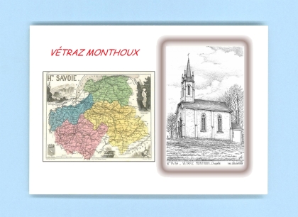 Cartes Postales impression Noir avec dpartement sur la ville de VETRAZ MONTHOUX Titre : chapelle
