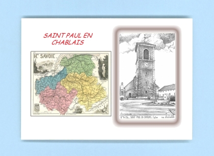 Cartes Postales impression Noir avec dpartement sur la ville de ST PAUL EN CHABLAIS Titre : eglise