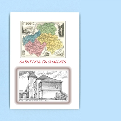 Cartes Postales impression Noir avec dpartement sur la ville de ST PAUL EN CHABLAIS Titre : chateau de blonay
