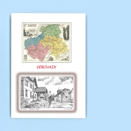 Cartes Postales impression Noir avec dpartement sur la ville de VERCHAIX Titre : mairie