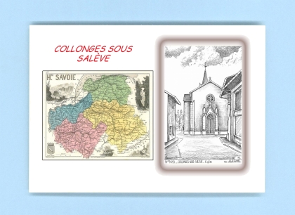 Cartes Postales impression Noir avec dpartement sur la ville de COLLONGES SOUS SALEVE Titre : eglise
