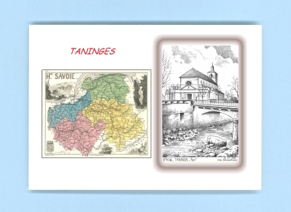 Cartes Postales impression Noir avec dpartement sur la ville de TANINGES Titre : pont
