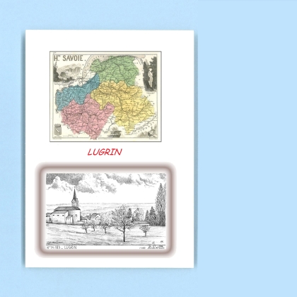Cartes Postales impression Noir avec dpartement sur la ville de LUGRIN Titre : vue