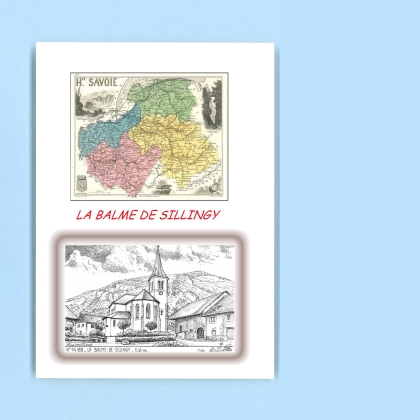 Cartes Postales impression Noir avec dpartement sur la ville de LA BALME DE SILLINGY Titre : eglise