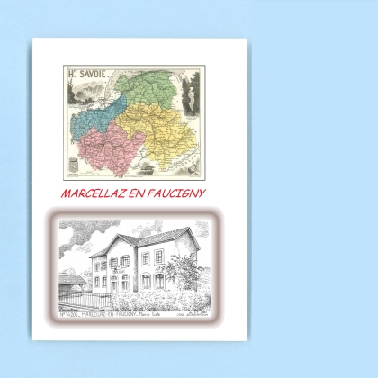 Cartes Postales impression Noir avec dpartement sur la ville de MARCELLAZ EN FAUCIGNY Titre : mairie
