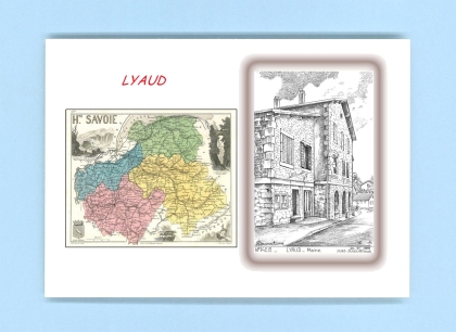 Cartes Postales impression Noir avec dpartement sur la ville de LYAUD Titre : mairie