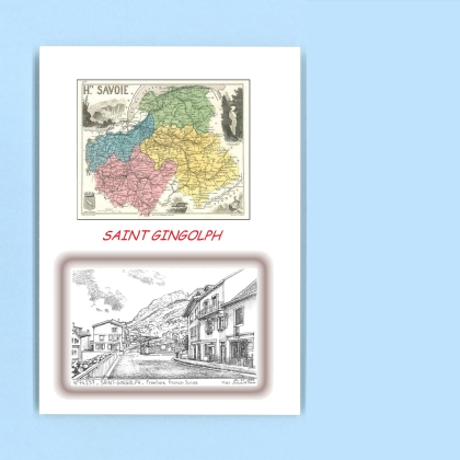Cartes Postales impression Noir avec dpartement sur la ville de ST GINGOLPH Titre : frontiere franco suisse