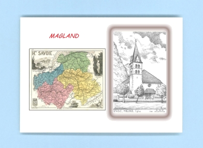 Cartes Postales impression Noir avec dpartement sur la ville de MAGLAND Titre : eglise
