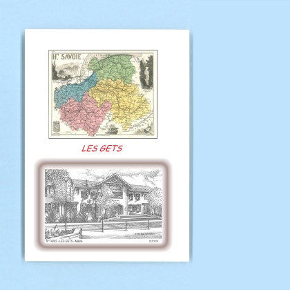 Cartes Postales impression Noir avec dpartement sur la ville de LES GETS Titre : mairie