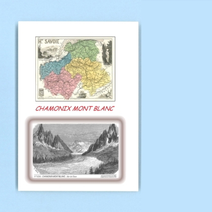 Cartes Postales impression Noir avec dpartement sur la ville de CHAMONIX MONT BLANC Titre : mer de glace