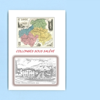 Cartes Postales impression Noir avec dpartement sur la ville de COLLONGES SOUS SALEVE Titre : mairie
