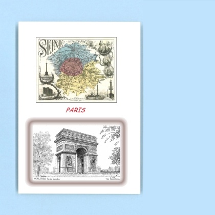 Cartes Postales impression Noir avec dpartement sur la ville de PARIS Titre : arc de triomphe
