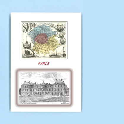 Cartes Postales impression Noir avec dpartement sur la ville de PARIS Titre : palais du luxembourg