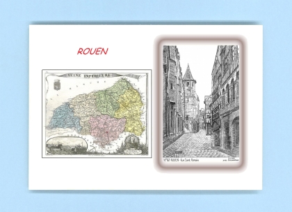Cartes Postales impression Noir avec dpartement sur la ville de ROUEN Titre : rue st romain