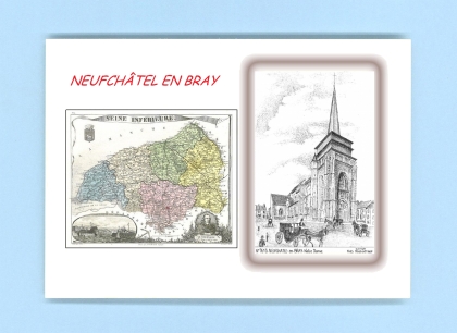 Cartes Postales impression Noir avec dpartement sur la ville de NEUFCHATEL EN BRAY Titre : notre dame