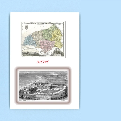 Cartes Postales impression Noir avec dpartement sur la ville de DIEPPE Titre : vue