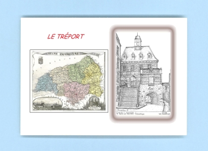 Cartes Postales impression Noir avec dpartement sur la ville de LE TREPORT Titre : bibliotheque