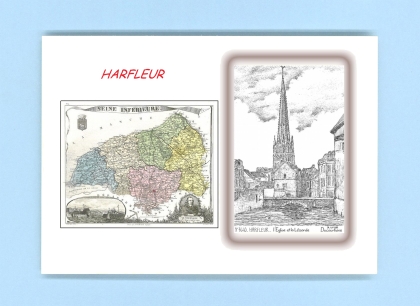 Cartes Postales impression Noir avec dpartement sur la ville de HARFLEUR Titre : l eglise et la lezarde