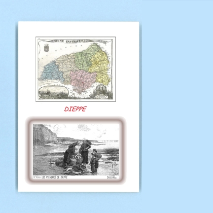 Cartes Postales impression Noir avec dpartement sur la ville de DIEPPE Titre : les pecheries de dieppe