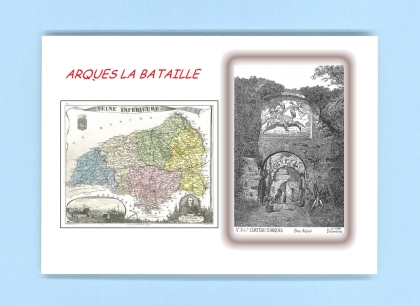 Cartes Postales impression Noir avec dpartement sur la ville de ARQUES LA BATAILLE Titre : chateau d arques bas relief