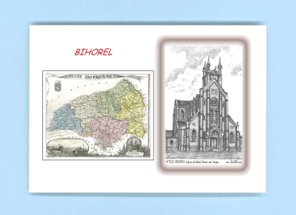 Cartes Postales impression Noir avec dpartement sur la ville de BIHOREL Titre : eglise notre dame des anges