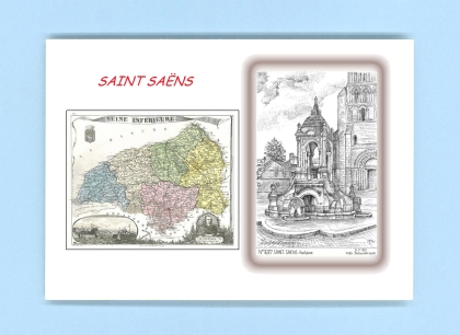 Cartes Postales impression Noir avec dpartement sur la ville de ST SAENS Titre : fontaine