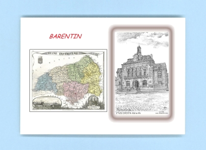 Cartes Postales impression Noir avec dpartement sur la ville de BARENTIN Titre : hotel de ville