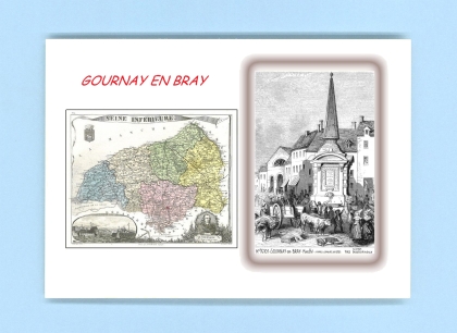 Cartes Postales impression Noir avec dpartement sur la ville de GOURNAY EN BRAY Titre : marche