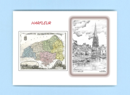 Cartes Postales impression Noir avec dpartement sur la ville de HARFLEUR Titre : vue