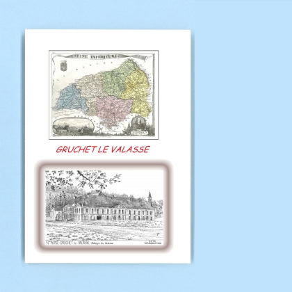 Cartes Postales impression Noir avec dpartement sur la ville de GRUCHET LE VALASSE Titre : abbaye du valasse
