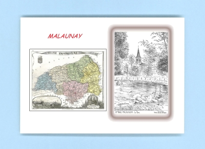 Cartes Postales impression Noir avec dpartement sur la ville de MALAUNAY Titre : le parc