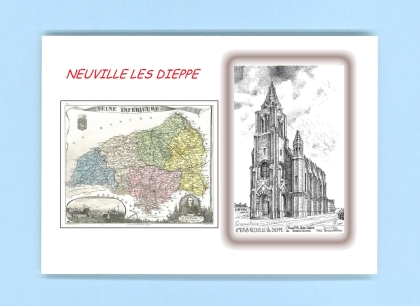 Cartes Postales impression Noir avec dpartement sur la ville de NEUVILLE LES DIEPPE Titre : chapelle nd de bonsecours