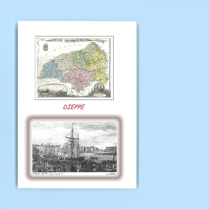 Cartes Postales impression Noir avec dpartement sur la ville de DIEPPE Titre : quai henri IV