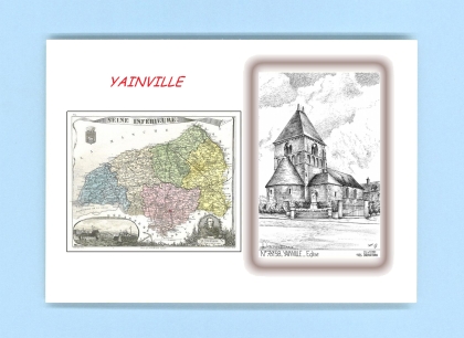 Cartes Postales impression Noir avec dpartement sur la ville de YAINVILLE Titre : eglise