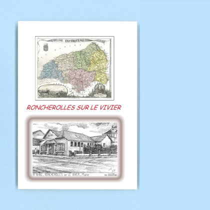 Cartes Postales impression Noir avec dpartement sur la ville de RONCHEROLLES SUR LE VIVIER Titre : mairie