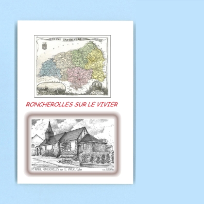 Cartes Postales impression Noir avec dpartement sur la ville de RONCHEROLLES SUR LE VIVIER Titre : eglise