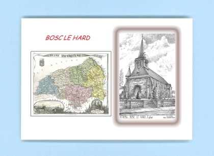 Cartes Postales impression Noir avec dpartement sur la ville de BOSC LE HARD Titre : eglise
