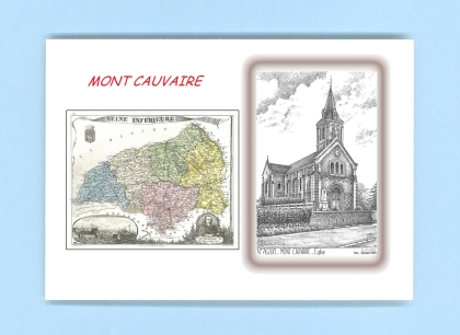 Cartes Postales impression Noir avec dpartement sur la ville de MONT CAUVAIRE Titre : eglise