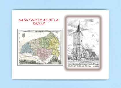 Cartes Postales impression Noir avec dpartement sur la ville de ST NICOLAS DE LA TAILLE Titre : eglise