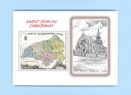 Cartes Postales impression Noir avec dpartement sur la ville de ST JEAN DU CARDONNAY Titre : eglise