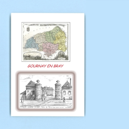 Cartes Postales impression Noir avec dpartement sur la ville de GOURNAY EN BRAY Titre : porte de paris (d apres ga)