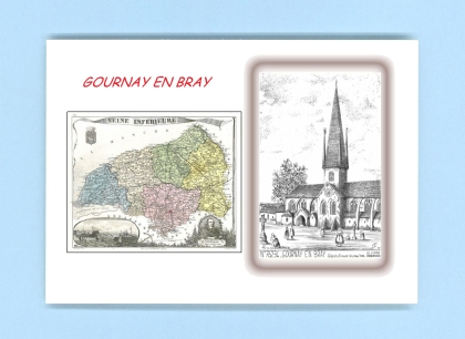 Cartes Postales impression Noir avec dpartement sur la ville de GOURNAY EN BRAY Titre : vue (d apres ga)