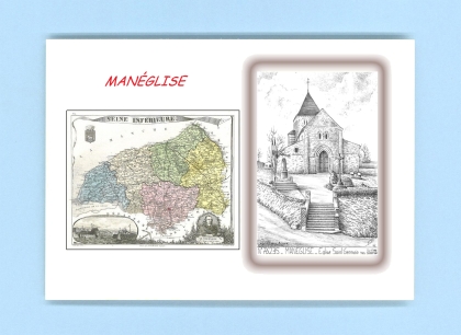 Cartes Postales impression Noir avec dpartement sur la ville de MANEGLISE Titre : eglise st germain
