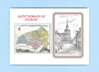 Cartes Postales impression Noir avec dpartement sur la ville de ST ROMAIN DE COLBOSC Titre : eglise