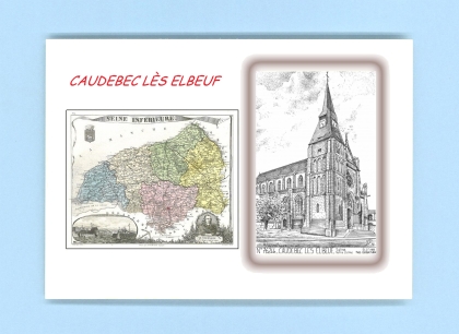 Cartes Postales impression Noir avec dpartement sur la ville de CAUDEBEC LES ELBEUF Titre : eglise notre dame