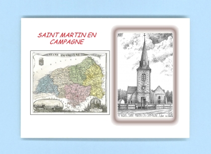 Cartes Postales impression Noir avec dpartement sur la ville de ST MARTIN EN CAMPAGNE Titre : eglise